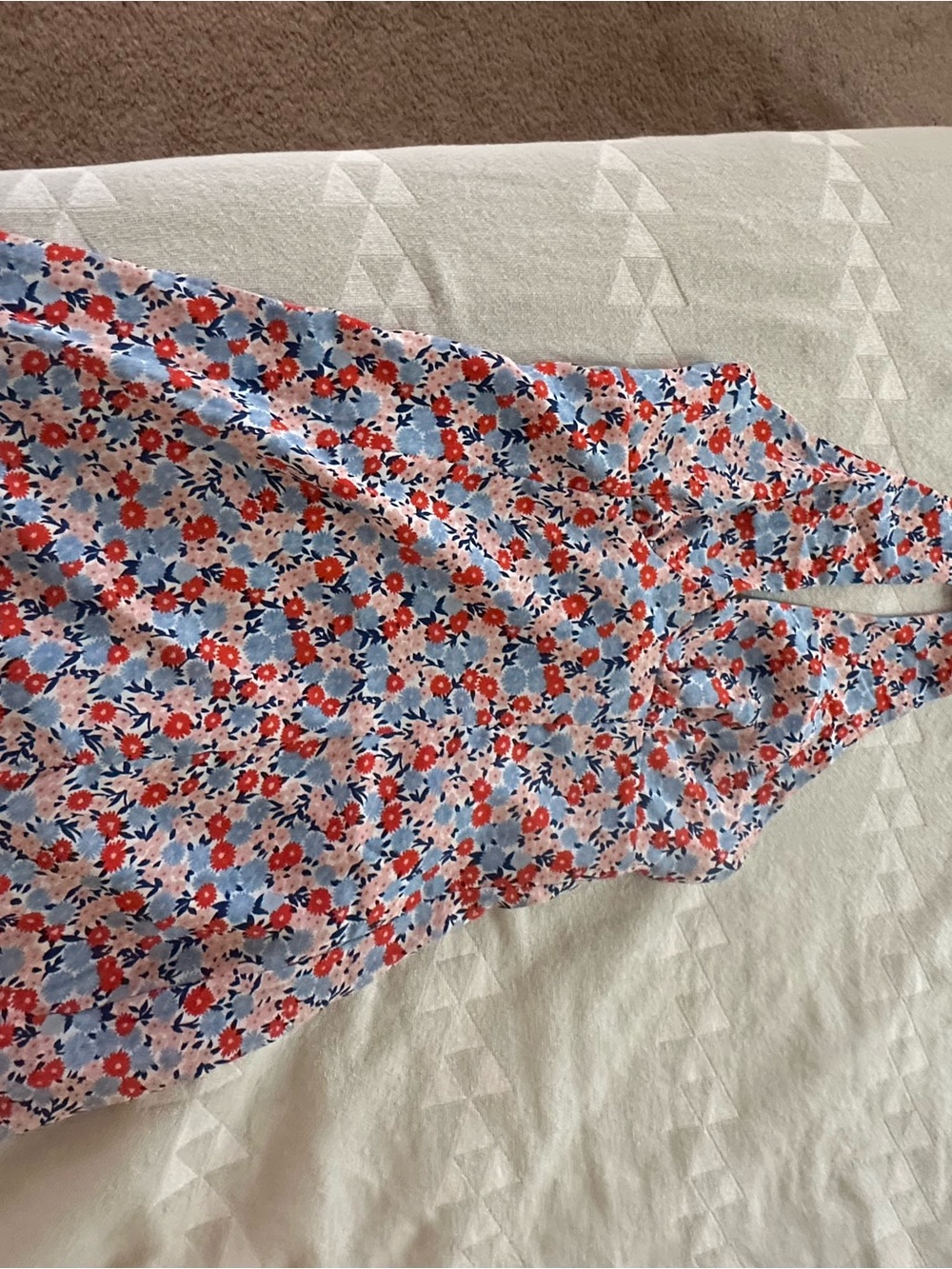 Angel Biba White Mini Dress with Red & Blue Floral Print - Picture 4 of 4